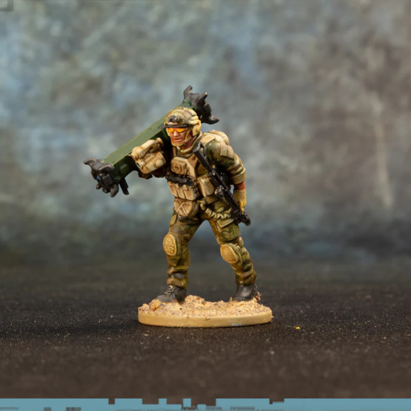 Task Force Enforcer – figurka operatora SOF z wyrzutnią ENFORCER, żywica 28mm, pomalowana, Spectre Operations
