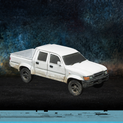 Technical Bravo Spectre Miniatures – pickup double cab żywica 1/50 widok z przodu skos, biały
