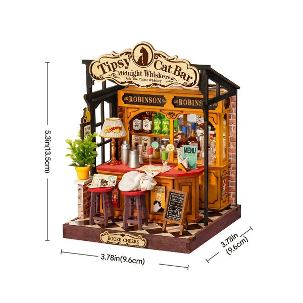 Bar dla Kotów Tipsy Cat Bar Rolife DS054 – składanie modelu: arkusze elementów, instrukcja i gotowy model na stole