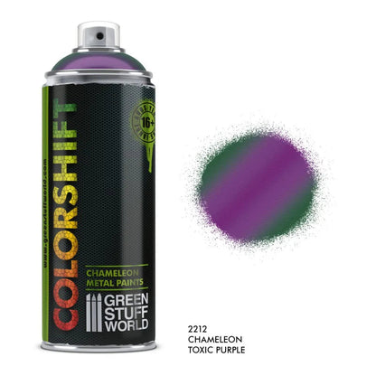 Toxic Purple - Spray Chameleon 400ml Colorshift Green Stuff World - puszka aerozolowa z próbką koloru fioletowo-zielonego