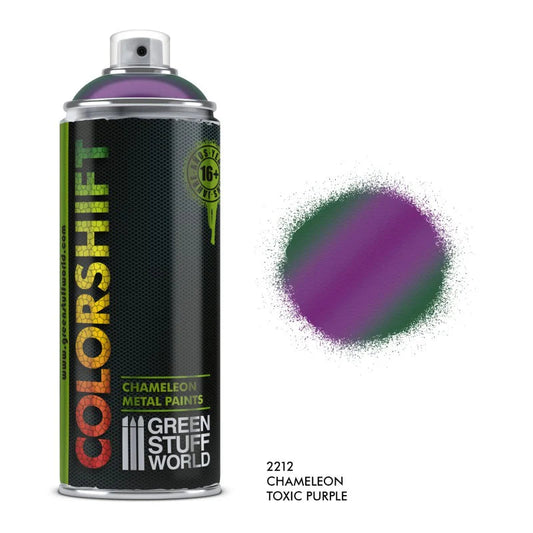 Toxic Purple - Spray Chameleon 400ml Colorshift Green Stuff World - puszka aerozolowa z próbką koloru fioletowo-zielonego