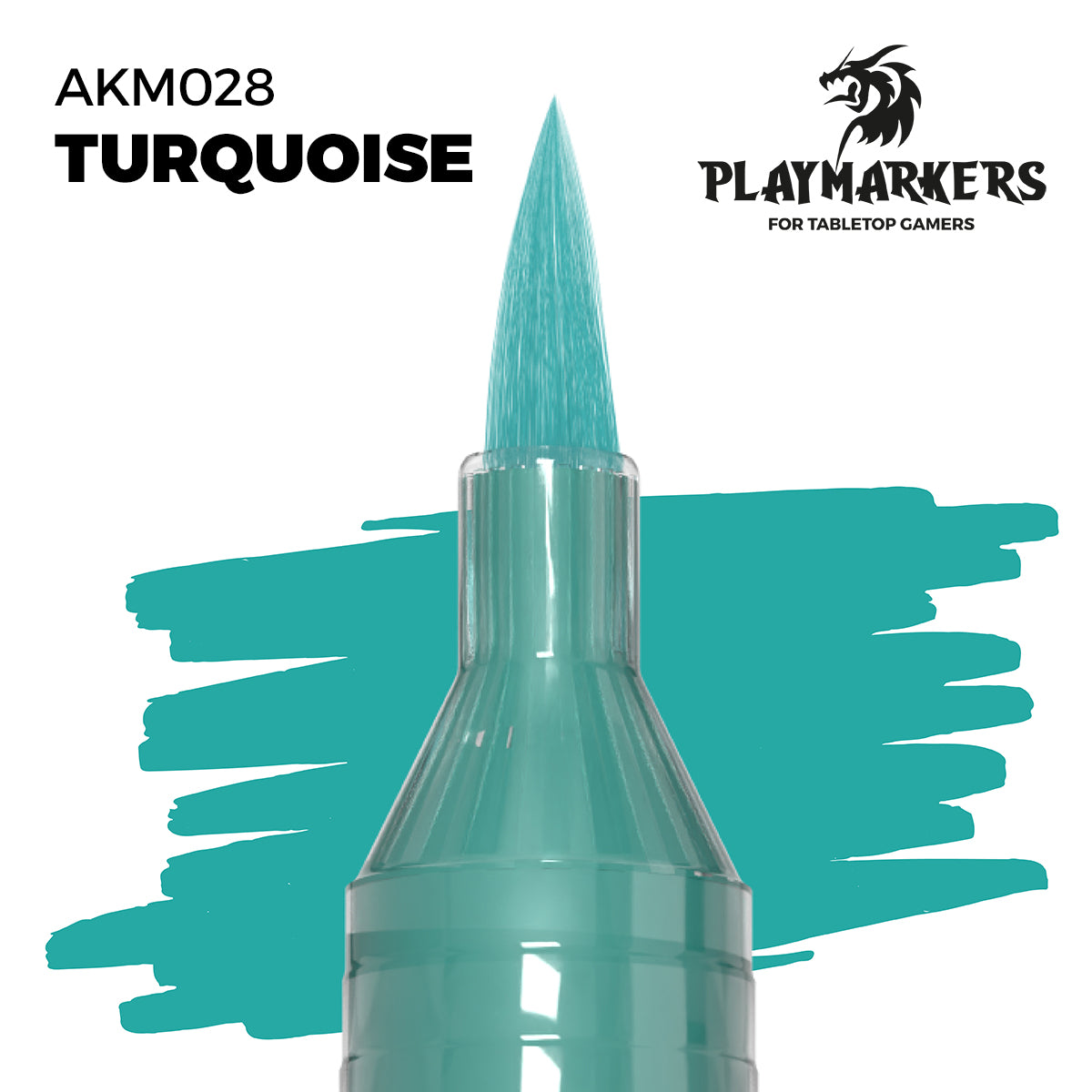 Turquoise AKM028 AK Interactive Playmarker końcówka pędzelkowa z próbką koloru - żywy turkus marker akrylowy do malowania figurek tabletop - AK Interactive
