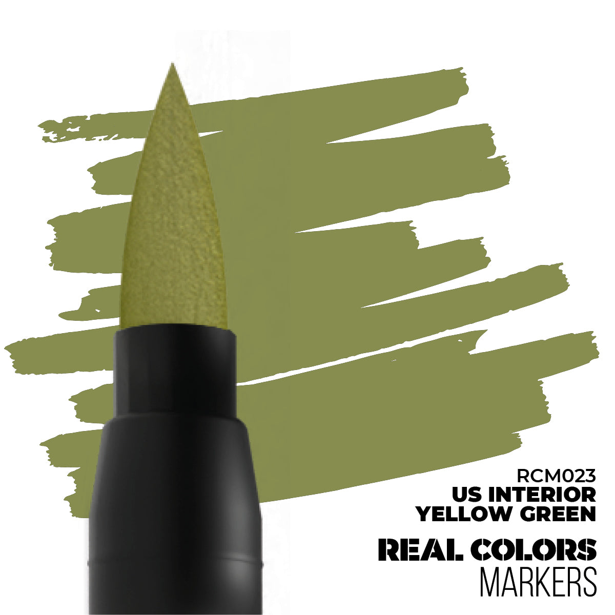 US Interior Yellow Green RCM023 AK Interactive Real Colors Marker końcówka i próbka koloru - żółtozielony marker akrylowy do wnętrz modeli wojskowych - AK Interactive
