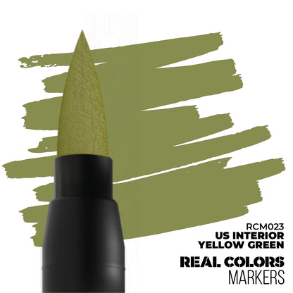 US Interior Yellow Green RCM023 AK Interactive Real Colors Marker końcówka i próbka koloru - żółtozielony marker akrylowy do wnętrz modeli wojskowych - AK Interactive
