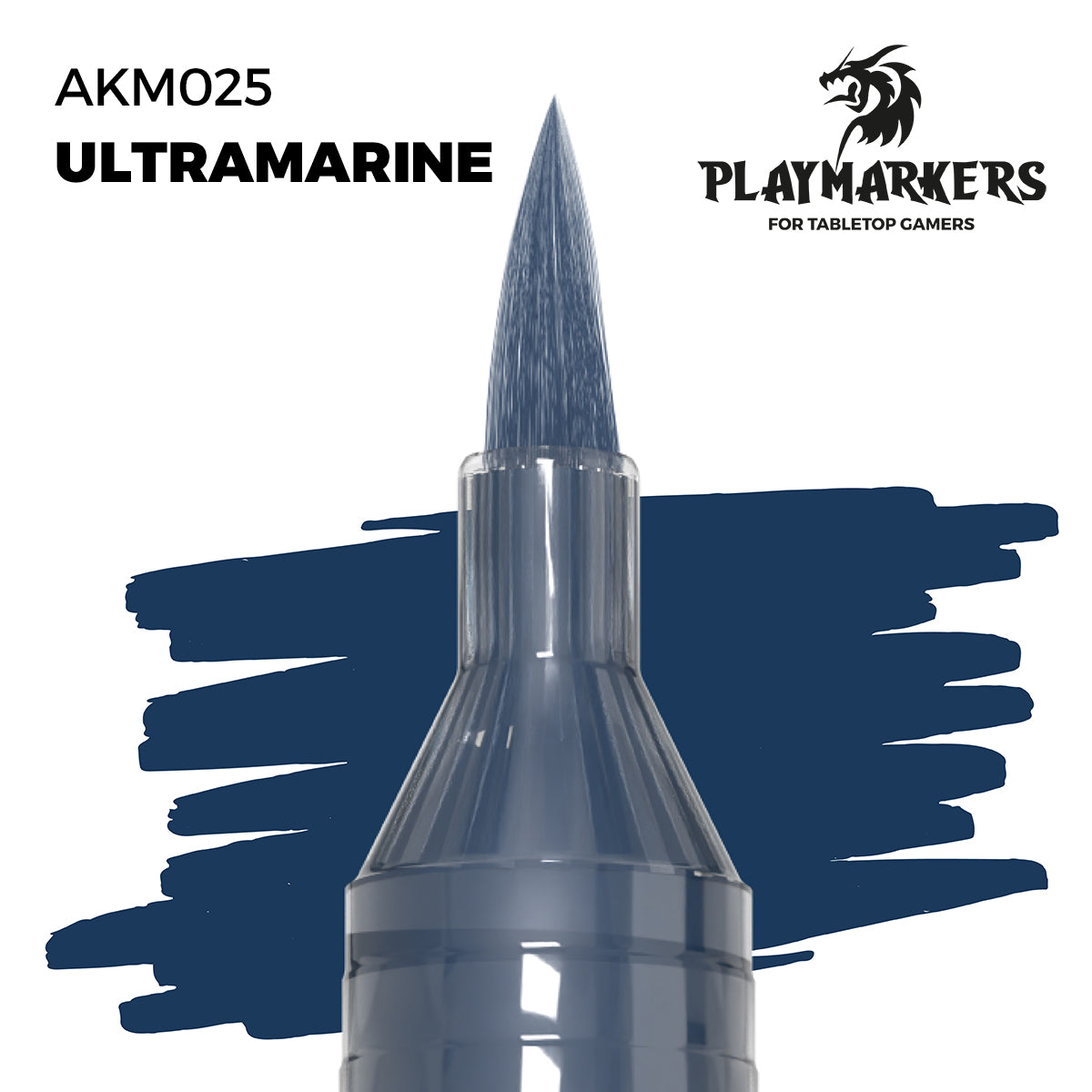 Ultramarine AKM025 AK Interactive Playmarker końcówka pędzelkowa z próbką koloru - głęboki granatowy marker akrylowy do malowania figurek tabletop - AK Interactive
