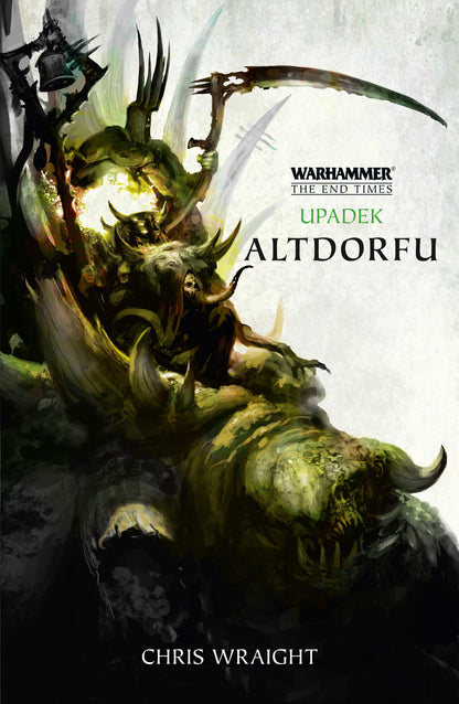 Upadek Altdorfu – okładka 2D powieści Warhammer The End Times, Chris Wraight, Koniec Czasów Tom II, demon Chaosu z kosą
