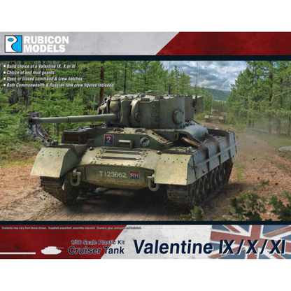 Valentine IX X XI – okładka pudełka Rubicon Models 1:56, model oliwkowy T123662 RH w lesie, 280098