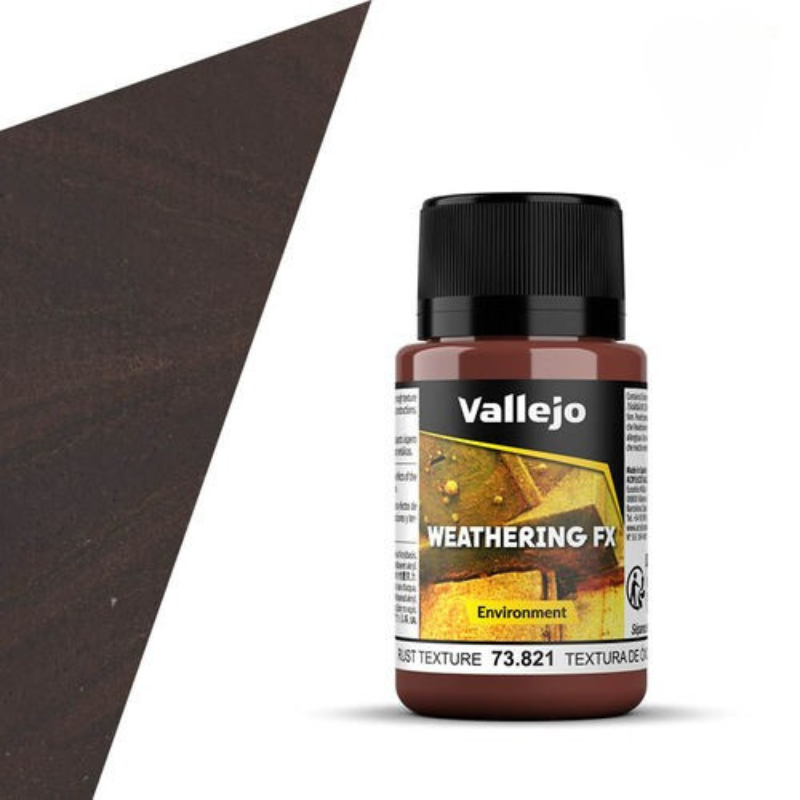 Vallejo Weathering FX 73.821 Rust Texture – butelka 40ml akrylowej farby efektowej do tworzenia przestrzennej tekstury rdzy z matowym wykończeniem, seria Weathering Effects
