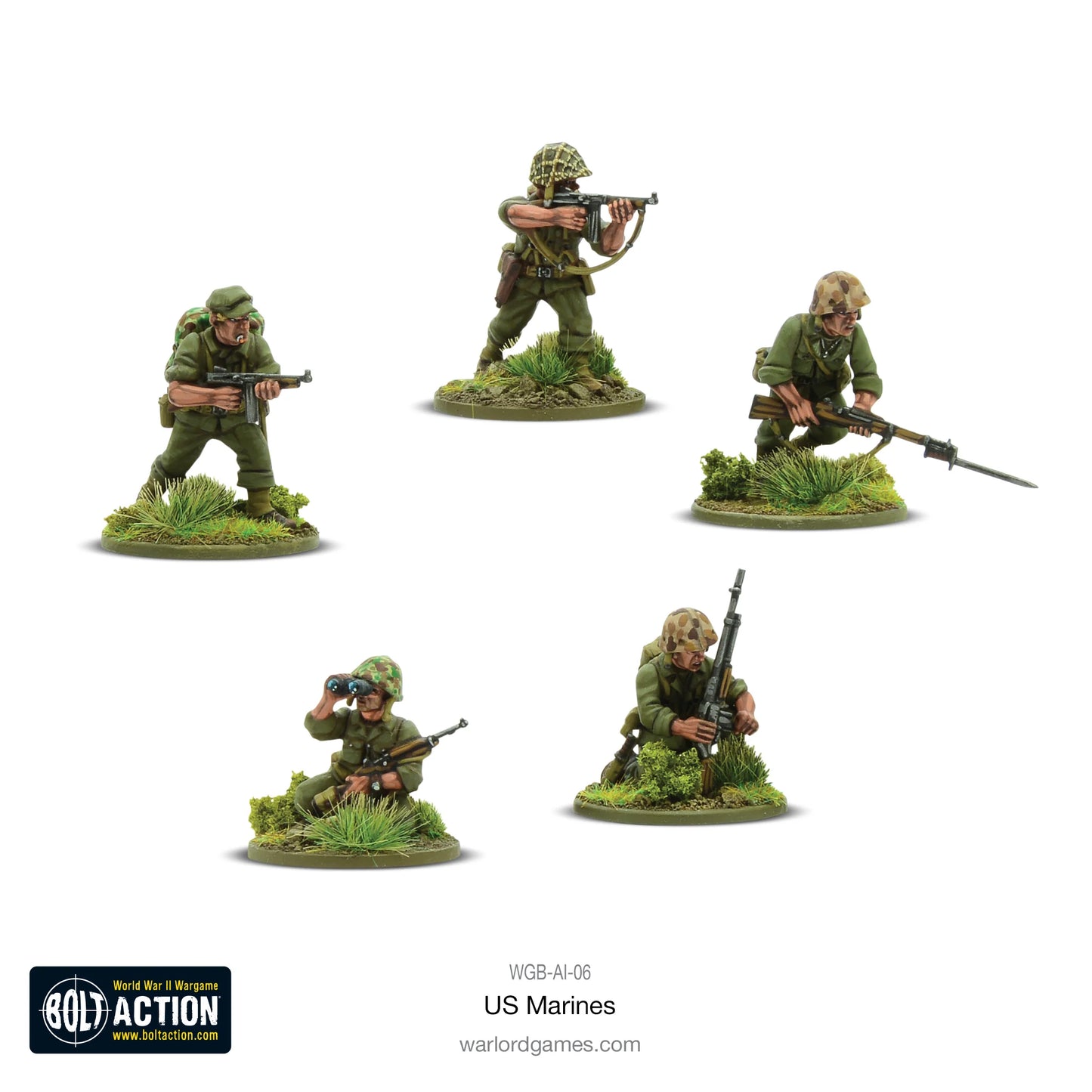  Close-up 5 Marines z różną bronią i lornetką