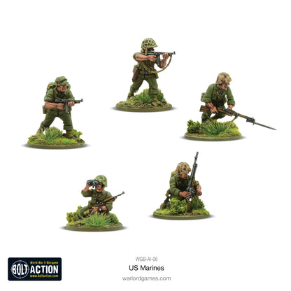  Close-up 5 Marines z różną bronią i lornetką