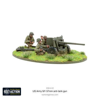 US Army M1 57mm Anti-Tank Gun Bolt Action 28mm - działo z obsługą pudełko produktu widok z przodu, WGB-AI-30k