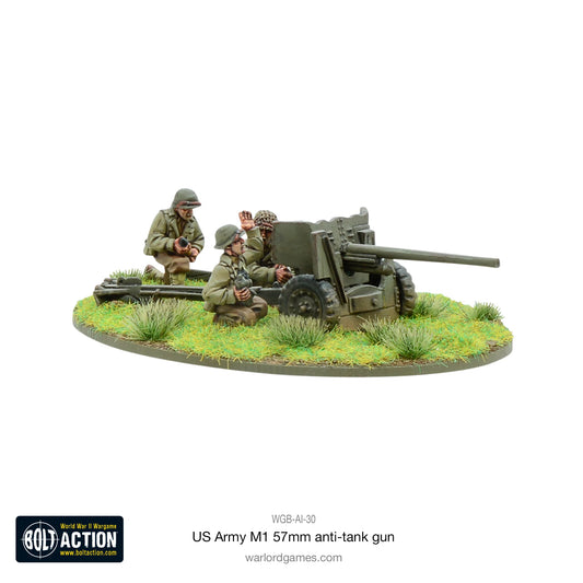 US Army M1 57mm Anti-Tank Gun Bolt Action 28mm - działo z obsługą pudełko produktu widok z przodu, WGB-AI-30k