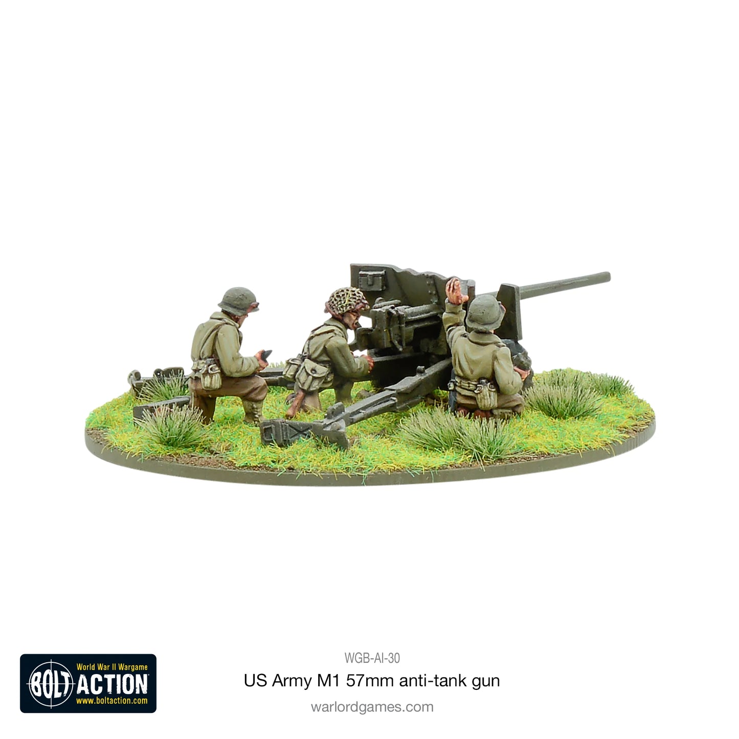 US Army M1 57mm Anti-Tank Gun Bolt Action 28mm - działo z obsługą widok z tyłu, WGB-AI-30k