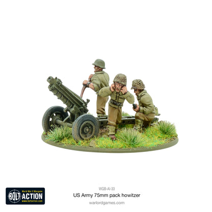 US Army 75mm Pack Howitzer Bolt Action 28mm - haubica z obsługą widok z tyłu, WGB-AI-33