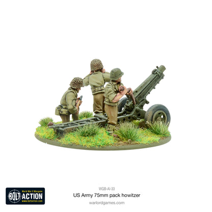 US Army 75mm Pack Howitzer Bolt Action 28mm - haubica z obsługą widok z boku, WGB-AI-33