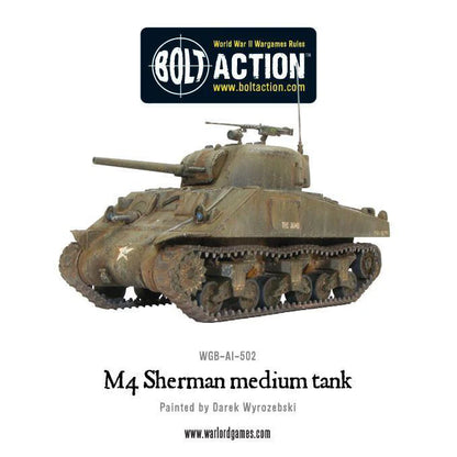 M4 Sherman – pomalowany czołg średni w oryginalnym kolorze olive drab z oznaczeniem armii USA, Bolt Action Warlord Games
