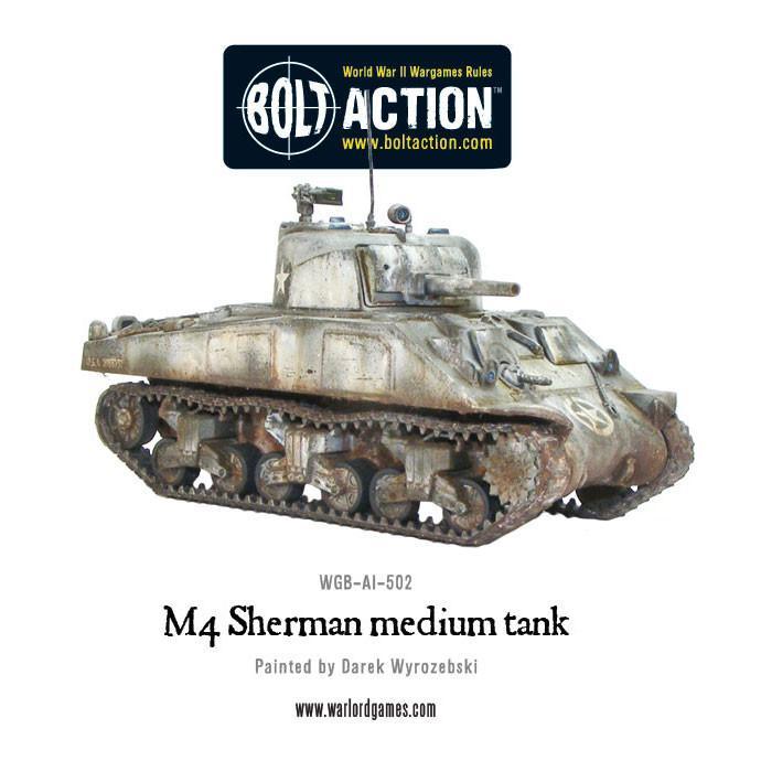 M4 Sherman – pomalowany czołg średni w kamuflażu zimowym z oznaczeniem armii USA, Bolt Action Warlord Games
