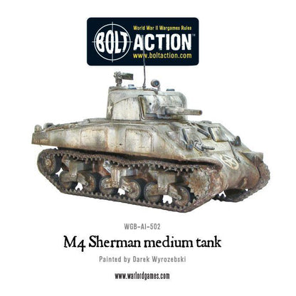 M4 Sherman – pomalowany czołg średni w kamuflażu zimowym z oznaczeniem armii USA, Bolt Action Warlord Games
