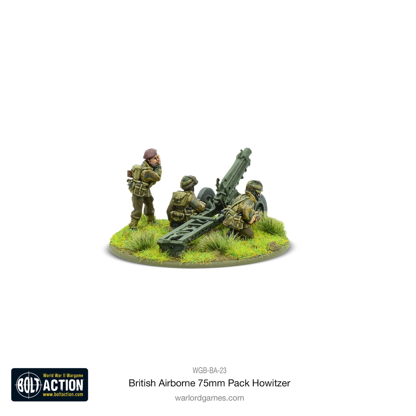 British Airborne 75mm Pack Howitzer – widok z boku – Bolt Action 28mm – Warlord Games