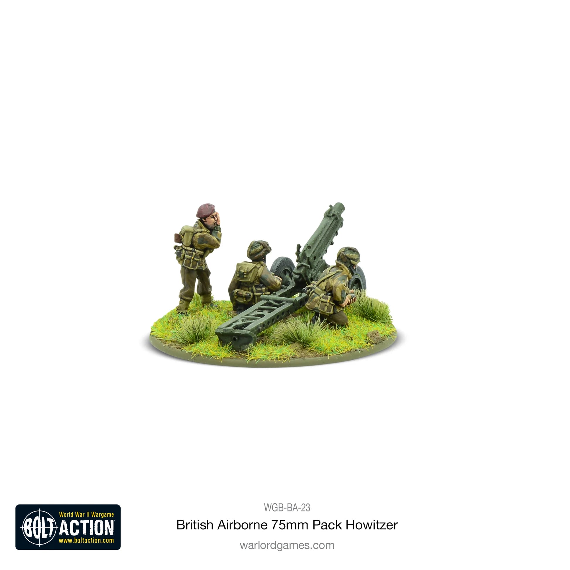 British Airborne 75mm Pack Howitzer – widok z boku – Bolt Action 28mm – Warlord Games