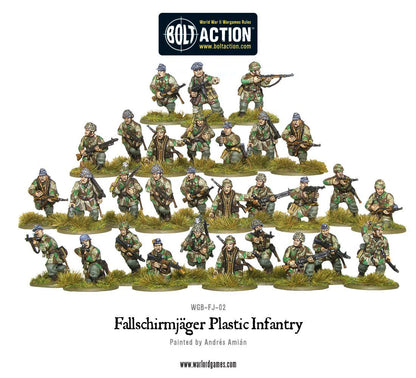 Fallschirmjäger Platoon - Bolt Action 28mm - kompletny pluton 30 figurek z FG42 MP40 MG42 charakterystycznymi hełmami - widok całości - Warlord Games