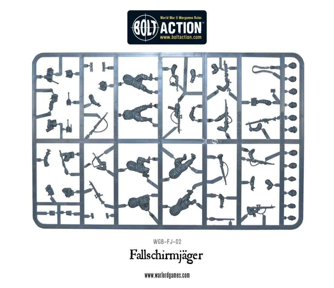 Fallschirmjäger Platoon - Bolt Action 28mm - wypraska plastikowa z korpusami bronią i głowami Fallschirmjäger - części do montażu - Warlord Games