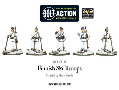Finnish Ski Troops Bolt Action 28mm - 5 figurek fińskich narciarzy pudełko produktu, WGB-FN-25