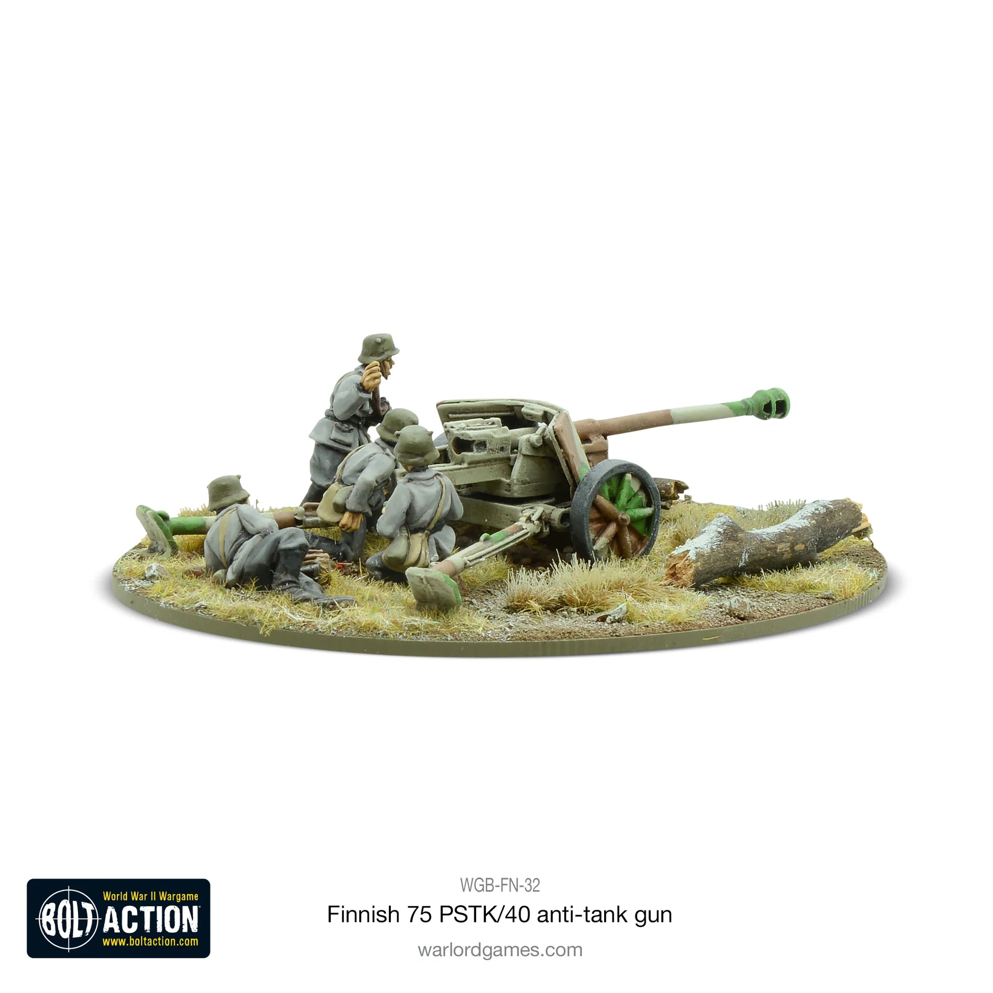 Finnish 75 PSTK/40 Anti-Tank Gun Bolt Action 28mm - obsługa przy dziale widok z tyłu, WGB-FN-32K