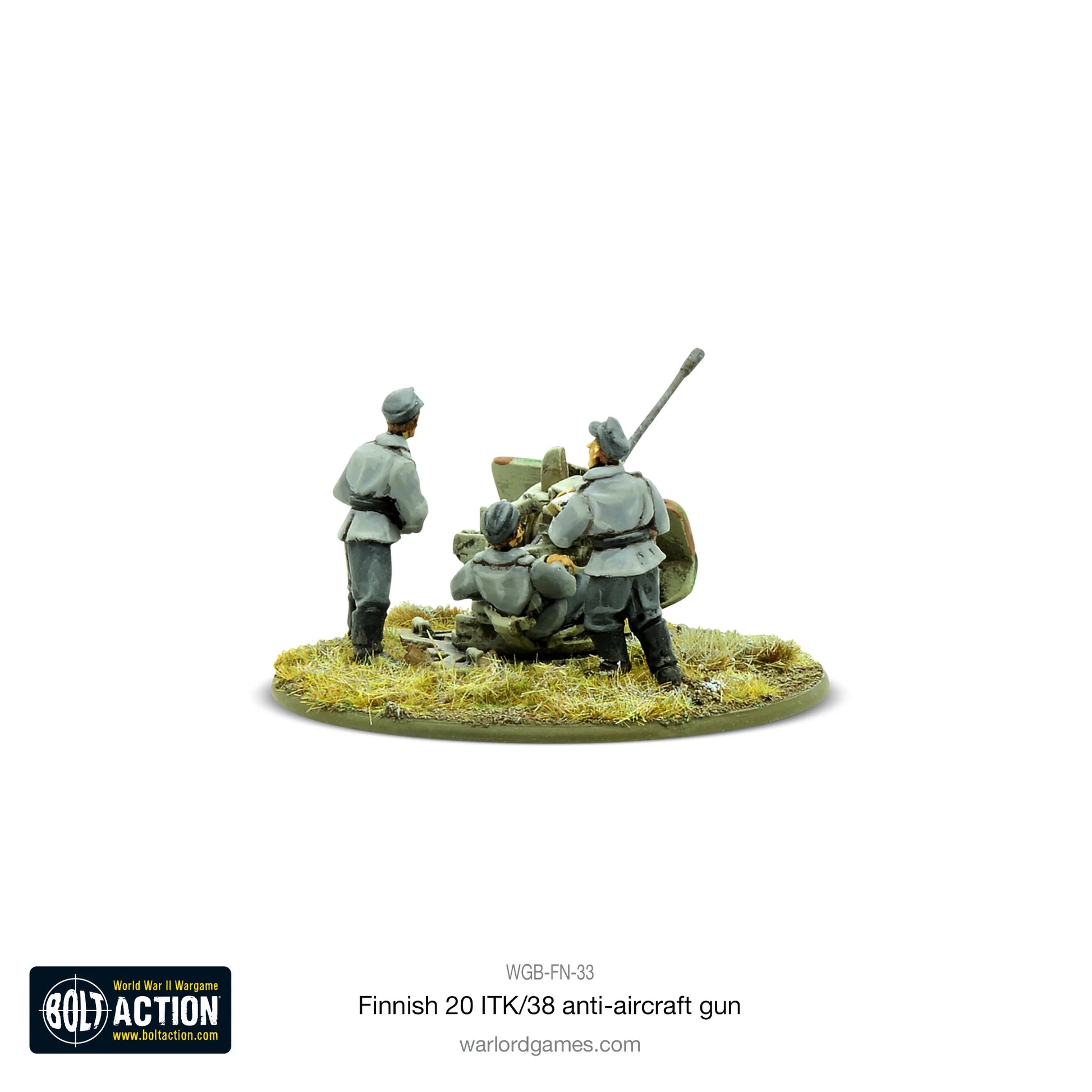 Finnish 20 ITK/38 Anti-Aircraft Gun Bolt Action 28mm - obsługa przy dziale widok z tyłu, WGB-FN-33