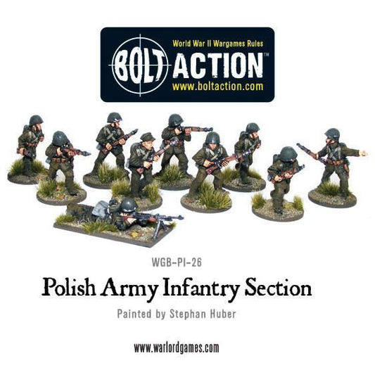 Polska Piechota Sekcja – wszystkie figurki zestawu, karabiny Mauser i RKM wz.28, 28mm Bolt Action Warlord Games

