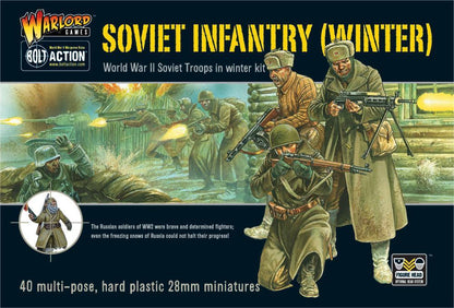 Soviet Winter Infantry - Bolt Action 28mm - pudełko 40 figurek zimowe mundury scena bitewna śnieg Mosin-Nagant DP-28 PPSh-41 - Warlord Games