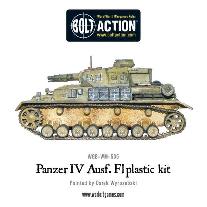 Panzer IV Ausf F1 - Bolt Action 1/56 28mm - czołg średni z krótkołufową armatą 75mm w kamuflażu pustynnym numer 411 - widok z góry z detalami wieży - Warlord Games