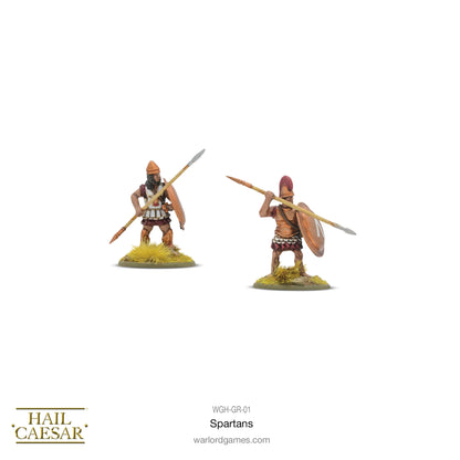 Spartans Hail Caesar Warlord Games – 2 figurki front i tył, hełm Pilos, włócznia 28mm
