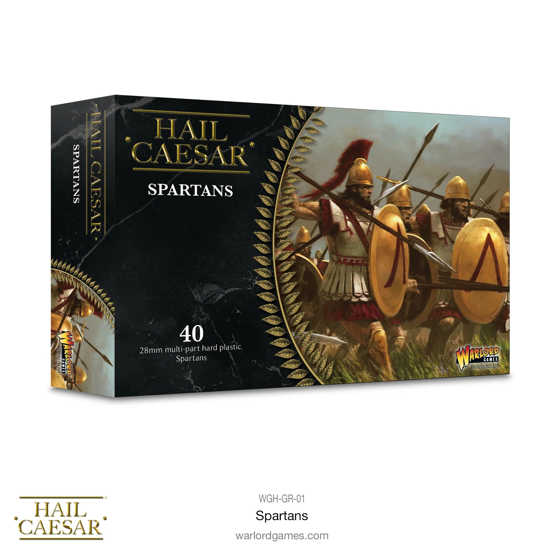 Spartans pudełko Hail Caesar Warlord Games WGH-GR-01 – 40 figurek spartańskich hoplitów 28mm
