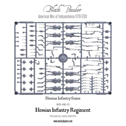 Hessian Infantry Regiment WGR-AWI-03 – szara ramka plastikowa Hessian Infantry Command Frame z figurkami dowództwa, flagami, bębnem i akcesoriami, zestaw do montażu 28mm Black Powder
