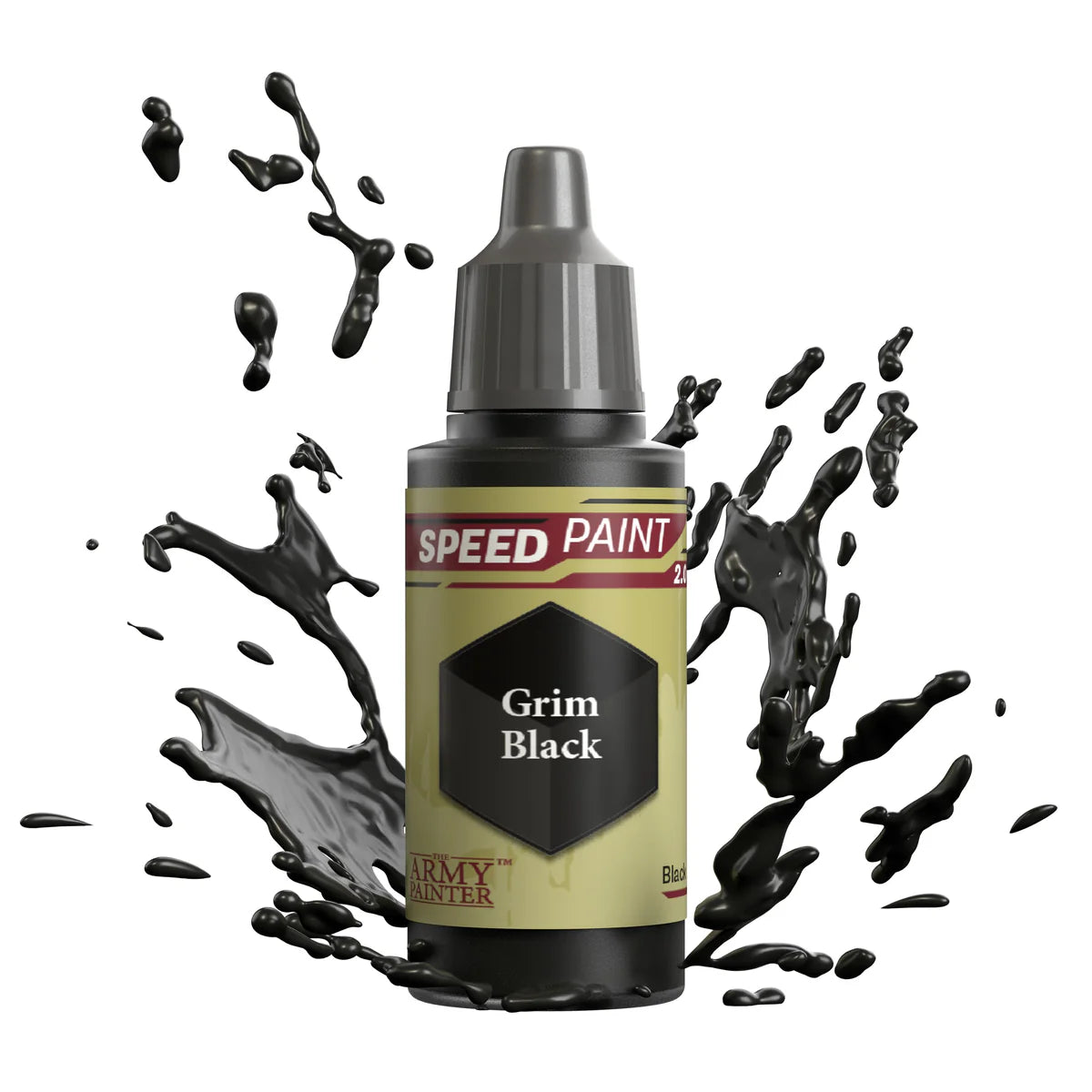 Grim Black 18ml Speedpaint 2.0 z rozbryzgiem farby - farba one-coat do szybkiego malowania figurek - The Army Painter
