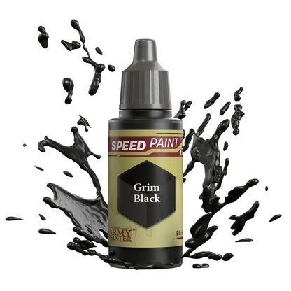 Grim Black 18ml Speedpaint 2.0 z rozbryzgiem farby - farba one-coat do szybkiego malowania figurek - The Army Painter
