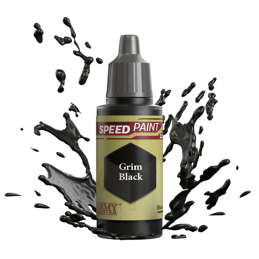 Grim Black 18ml Speedpaint 2.0 z rozbryzgiem farby - farba one-coat do szybkiego malowania figurek - The Army Painter
