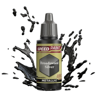 Broadsword Silver 18ml Speedpaint 2.0 z rozbryzgiem farby - farba one-coat do szybkiego malowania figurek - The Army Painter
