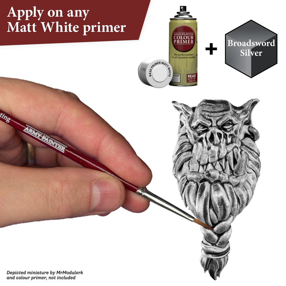 Speedpaint 2.0 - efekt one-coat z automatycznym cieniowaniem i podświetleniem - Broadsword Silver na figurce sowy

