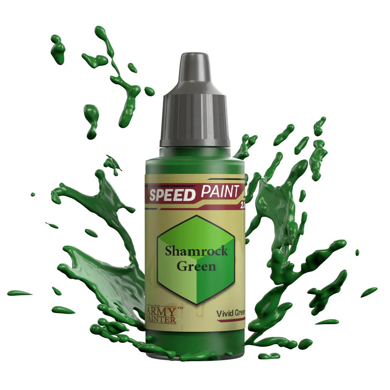 Shamrock Green 18ml Speedpaint 2.0 z rozbryzgiem farby - farba one-coat do szybkiego malowania figurek - The Army Painter

