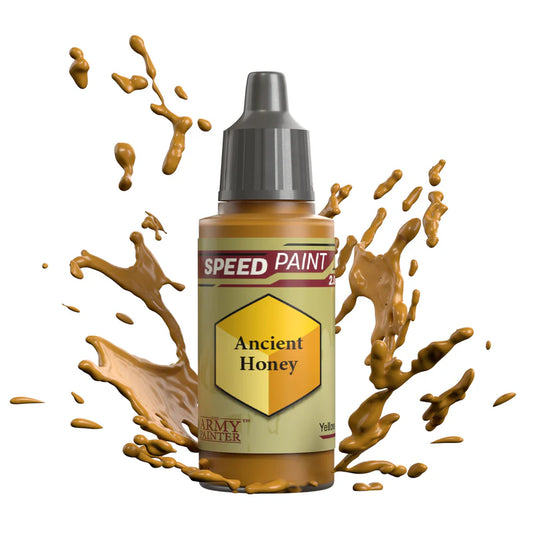 Ancient Honey 18ml Speedpaint 2.0 z rozbryzgiem farby - farba one-coat do szybkiego malowania figurek - The Army Painter
