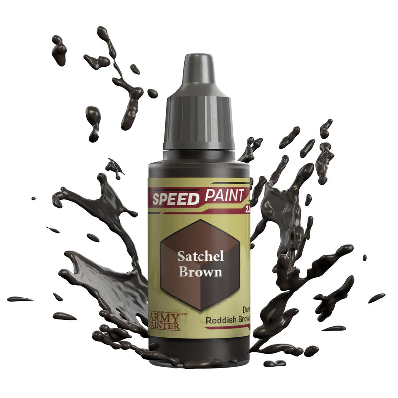 Satchel Brown 18ml Speedpaint 2.0 z rozbryzgiem farby - farba one-coat do szybkiego malowania figurek - The Army Painter
