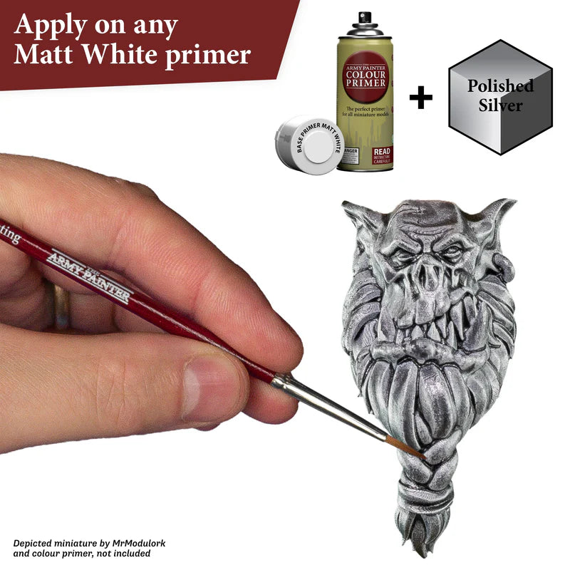 Speedpaint 2.0 - efekt one-coat z automatycznym cieniowaniem i podświetleniem - Polished Silver na figurce sowy
