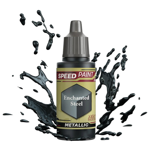 Enchanted Steel 18ml Speedpaint 2.0 Metallics z rozbryzgiem farby - farba metaliczna one-coat do szybkiego malowania figurek - The Army Painter

