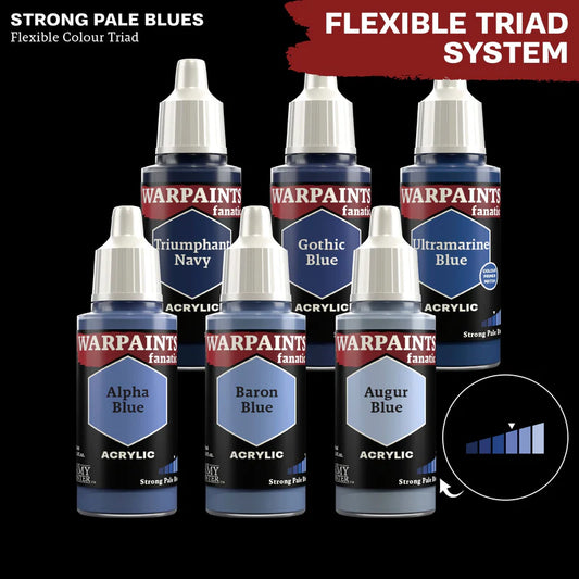 Strong Pale Blues Flexible Colour Triad - 6 farb Warpaints Fanatic z Alpha Blue - System Triady Kolorów od ciemnego do jasnego
