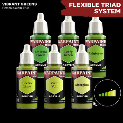 Vibrant Greens - triada kolorów Warpaints Fanatic: Emerald Forest, Electric Lime, Leafy Green, Vivid Volt, Rainforest, Afterglow
