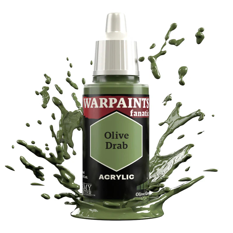 Olive Drab 18ml Warpaints Fanatic z rozbryzgiem farby - farba akrylowa do malowania figurek i miniaturek - The Army Painter
