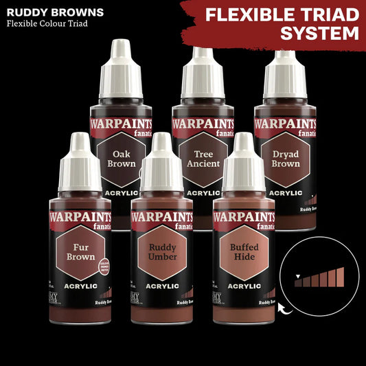 Ruddy Browns - triada kolorów Warpaints Fanatic: Oak Brown, Fur Brown, Tree Ancient, Ruddy Umber, Dryad Brown, Buffed Hide

