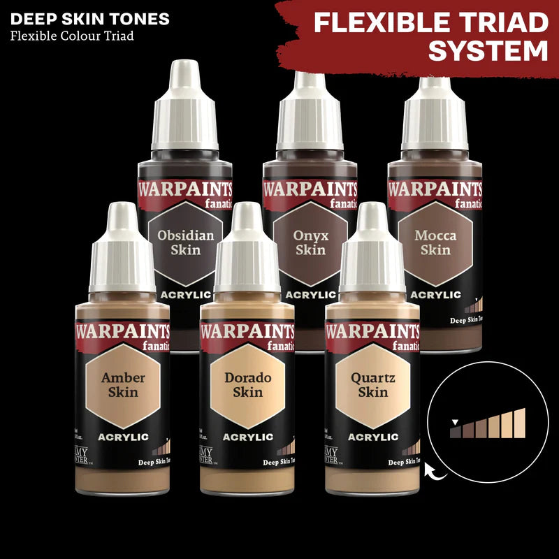 Deep Skin Tones - triada kolorów Warpaints Fanatic: Obsidian Skin, Onyx Skin, Mocca Skin, Amber Skin, Dorado Skin, Quartz Skin
